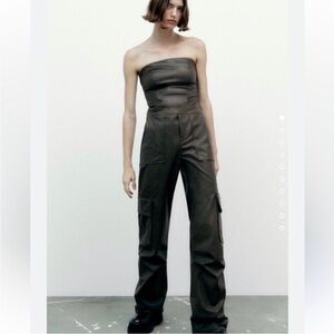 Zara Strapless Olive Jumpsuit
